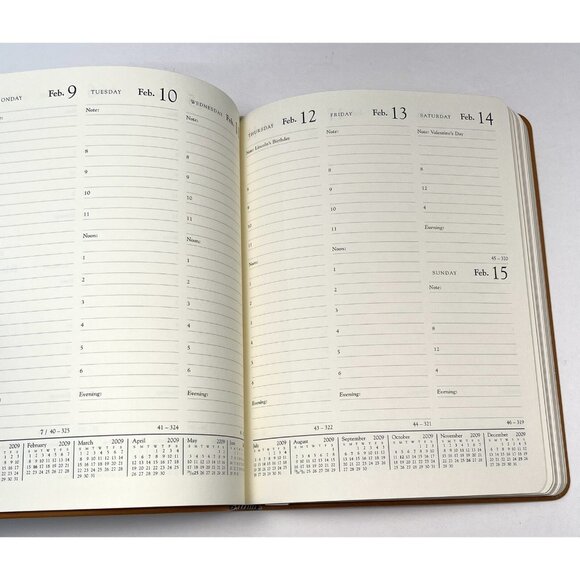 VTG Unused 2009 The Vertical DESK DIARY Camel Leather Gilded Personalized FMO - Picture 4 of 7